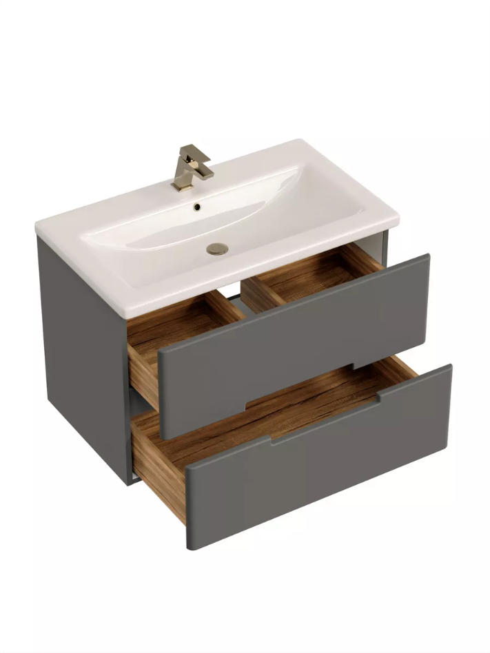 Тумба подвесная SanStar Noche 70 с раковиной Фостер 70 Графит софт