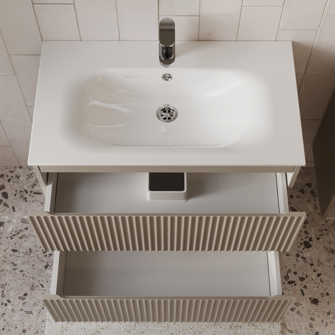 Тумба с раковиной подвесная (80 см) Terminus Sicilia SIC10802200501O, капучино