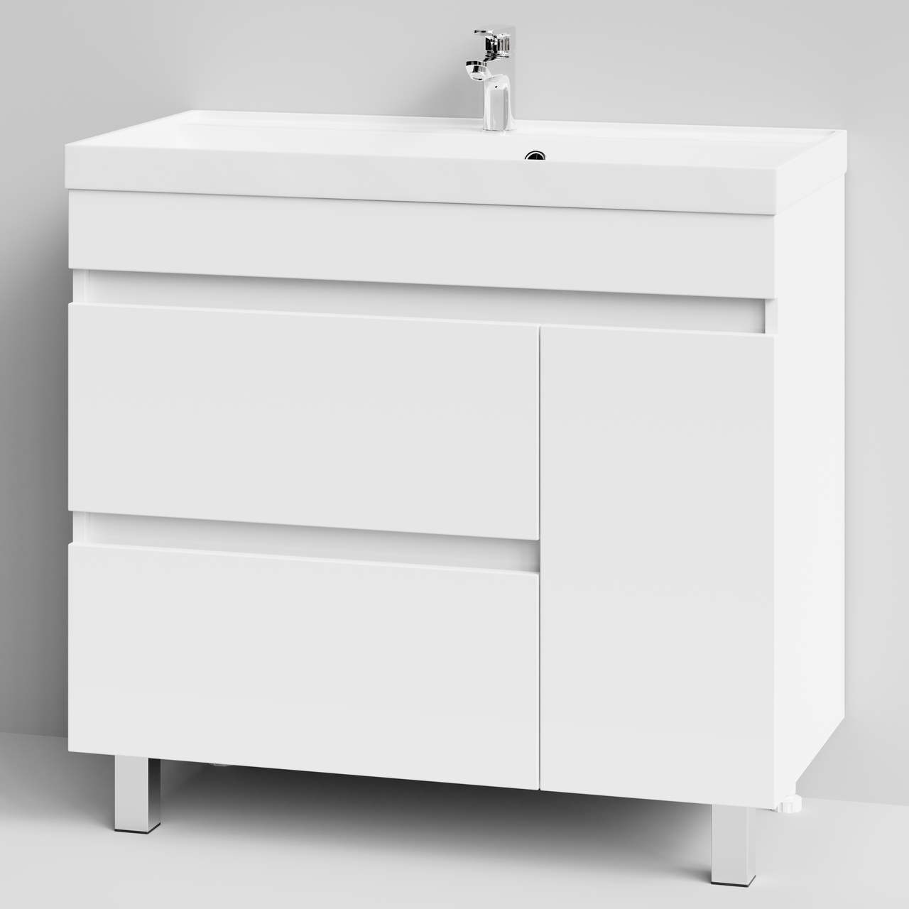 Тумба напольная Vod-ok Бест 90 с раковиной Classica 90, дверь справа, белая + 13 цветов