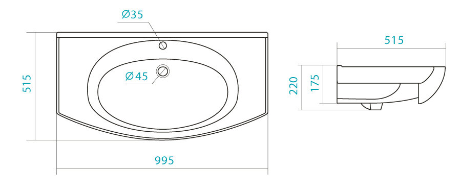 Тумба напольная Viant Лима 100 с раковиной Энигма 100, белый