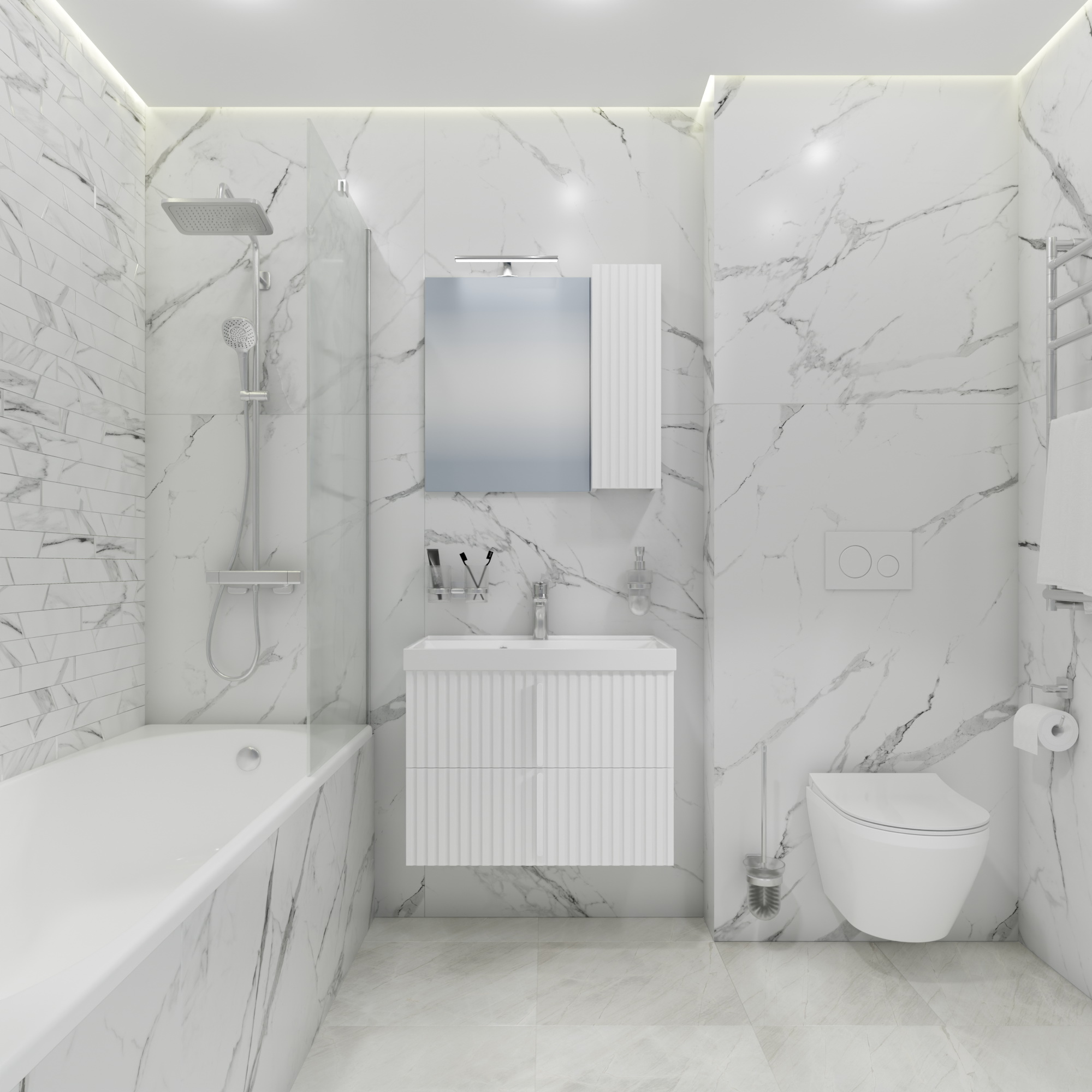 Зеркало со шкафчиком Санта Юпитер 70 R свет, белый