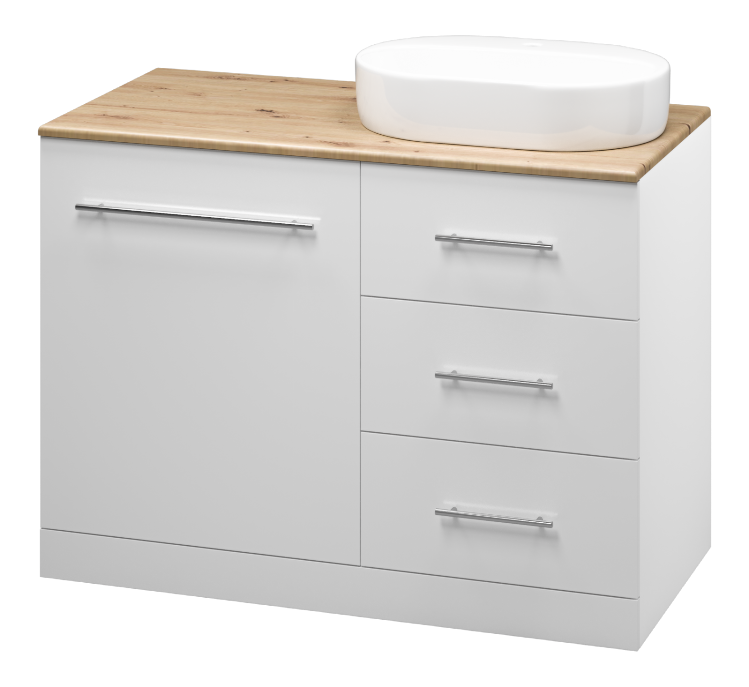 Тумба с раковиной Misty Респект 120 под стиральную машину R, белый