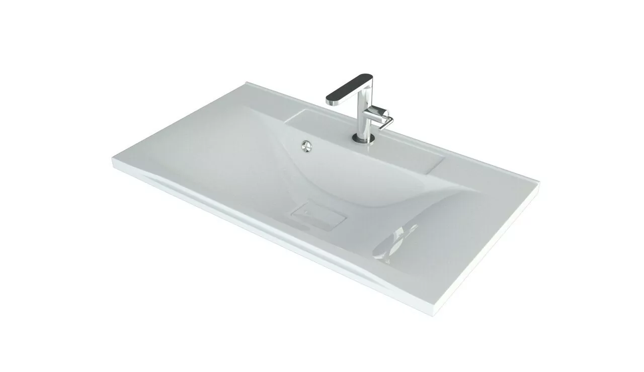 Тумба Stella Polar Абигель 80 с раковиной Milen 80 напольная, 2 ящика, серый/цемент