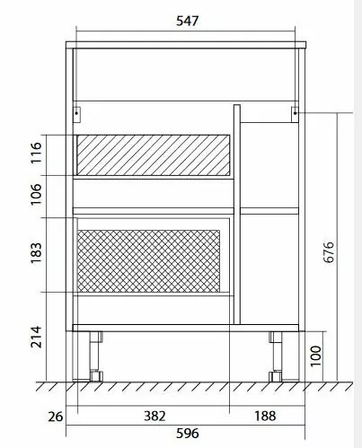 Тумба с раковиной напольная 1Marka Lido 60Н 1 дверь, белый/дуб сонома