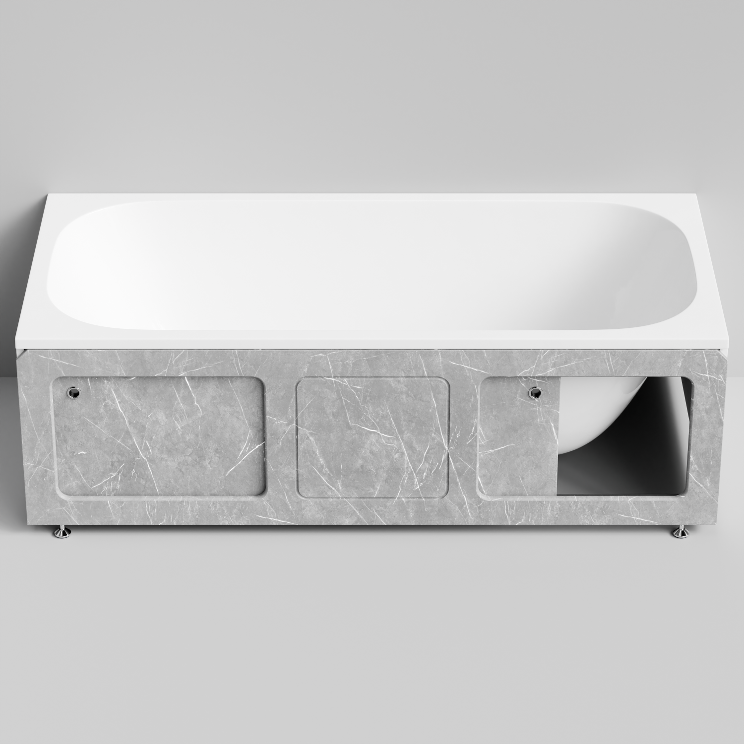 Экран под ванну Vod-ok Хит 180 раздвижной Мрамор Белый софт тач