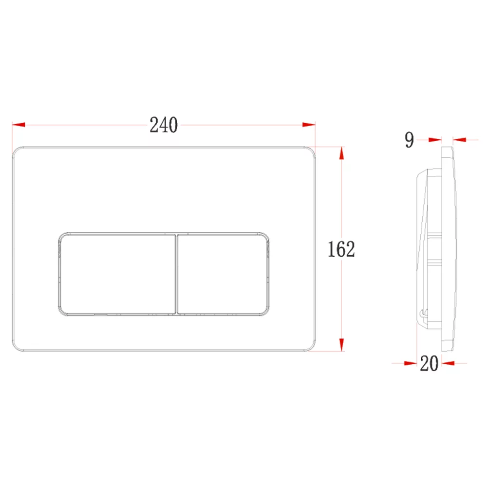 Кнопка смыва Veconi FLUSH V5, FLV5-W, 240х162х9, пластик, белый глянец