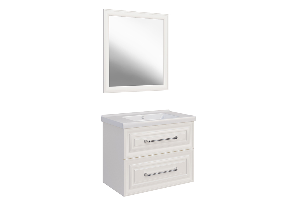 Мебель для ванной ASB Woodline Валенца 80 комплект, подвесной, белый, хром