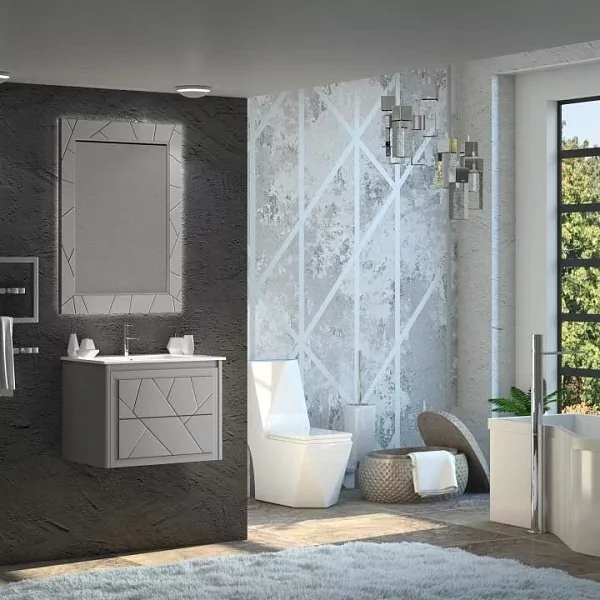 Мебель для ванной Opadiris Луиджи 70 комплект, подвесной, серый матовый
