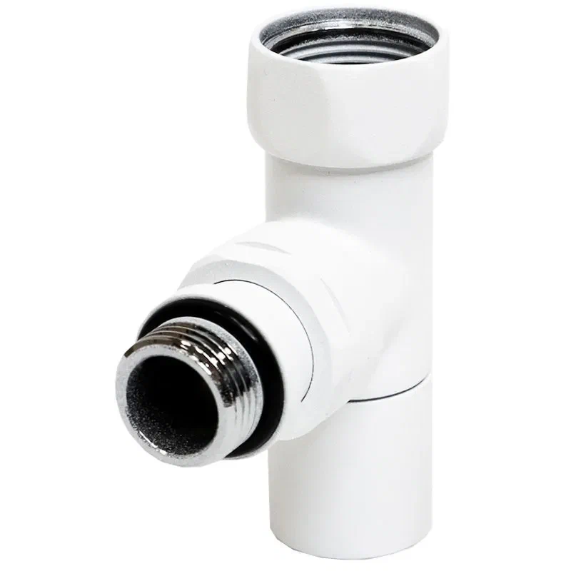 Кран для полотенцесушителя / вентиль угловой Energy, 1/2'' - 3/4'', цвет белый матовый, ручка круг - 2 шт.