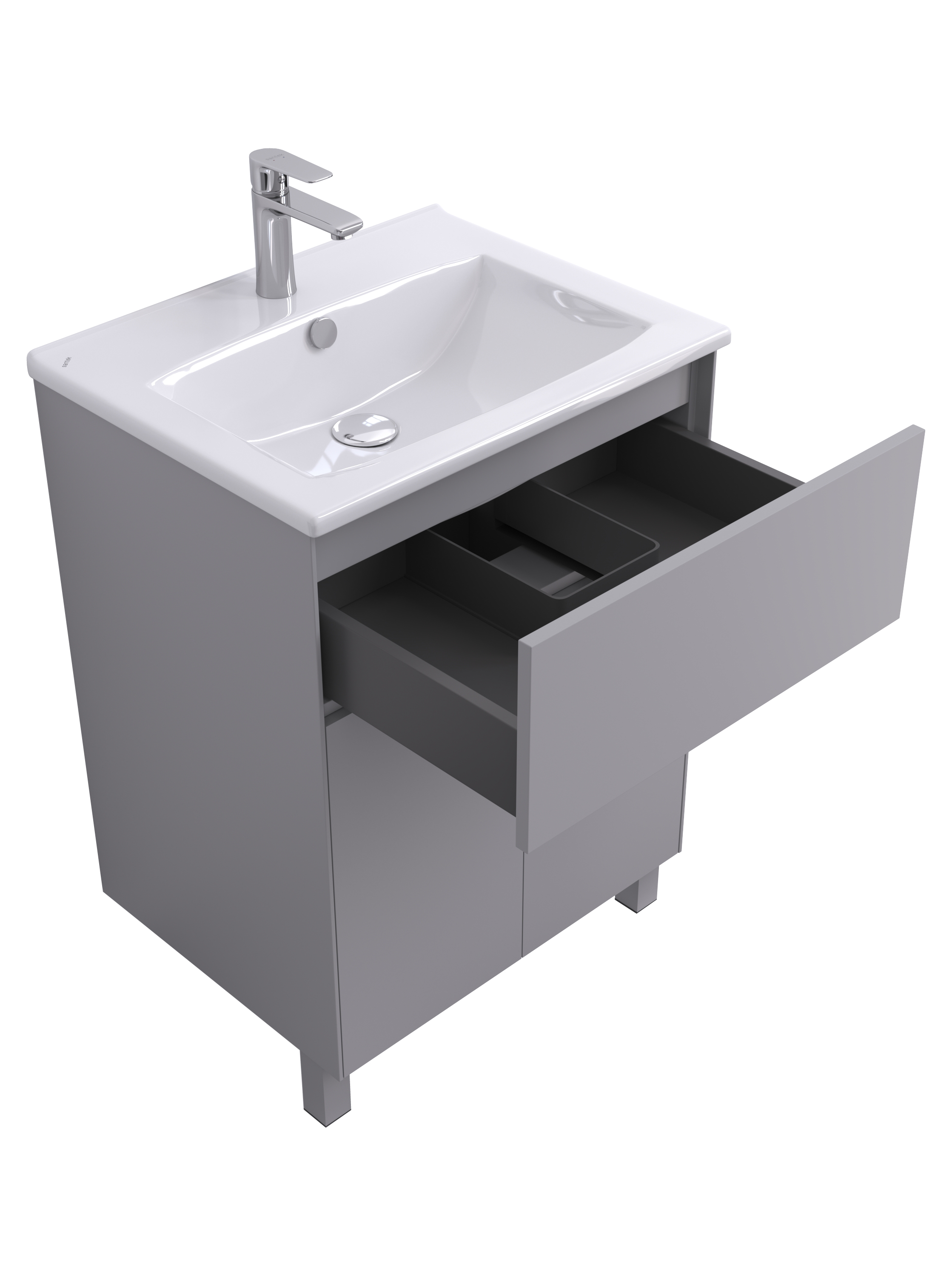 Тумба напольная Aquaton Форест Про 60 с раковиной Элина 60, туманный серый