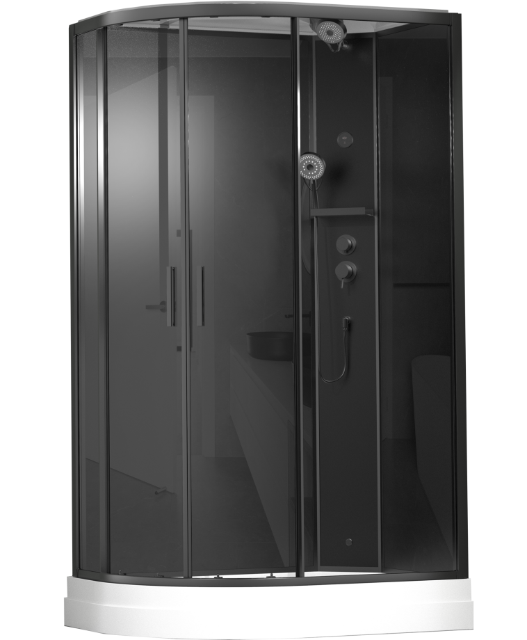 Душевая кабина Timo Premium ILMA Black 902 R с крышей, хамам и стульчиком 120*80*222