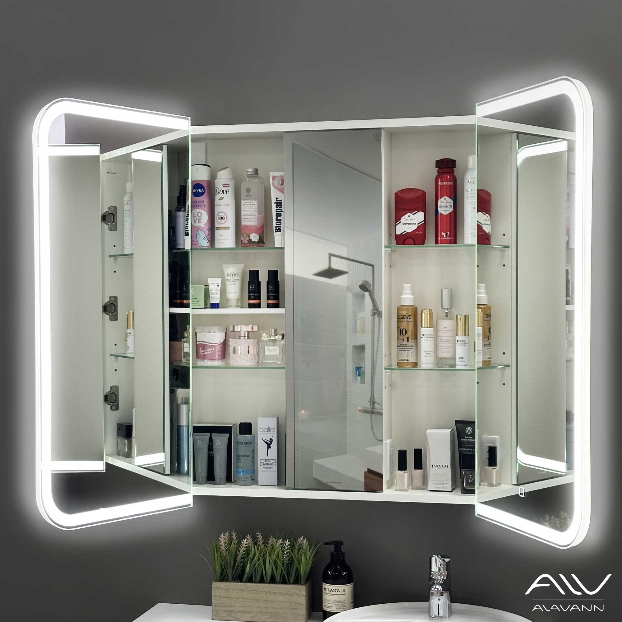 Зеркало шкаф Alavann Cosmetic Light 80 с Led подсветкой, приближение, сенсор с диммером, перевертыш