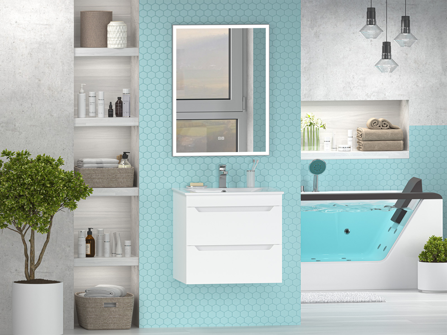 Тумба с раковиной Misty Бриз 60 подвесная, белый матовый