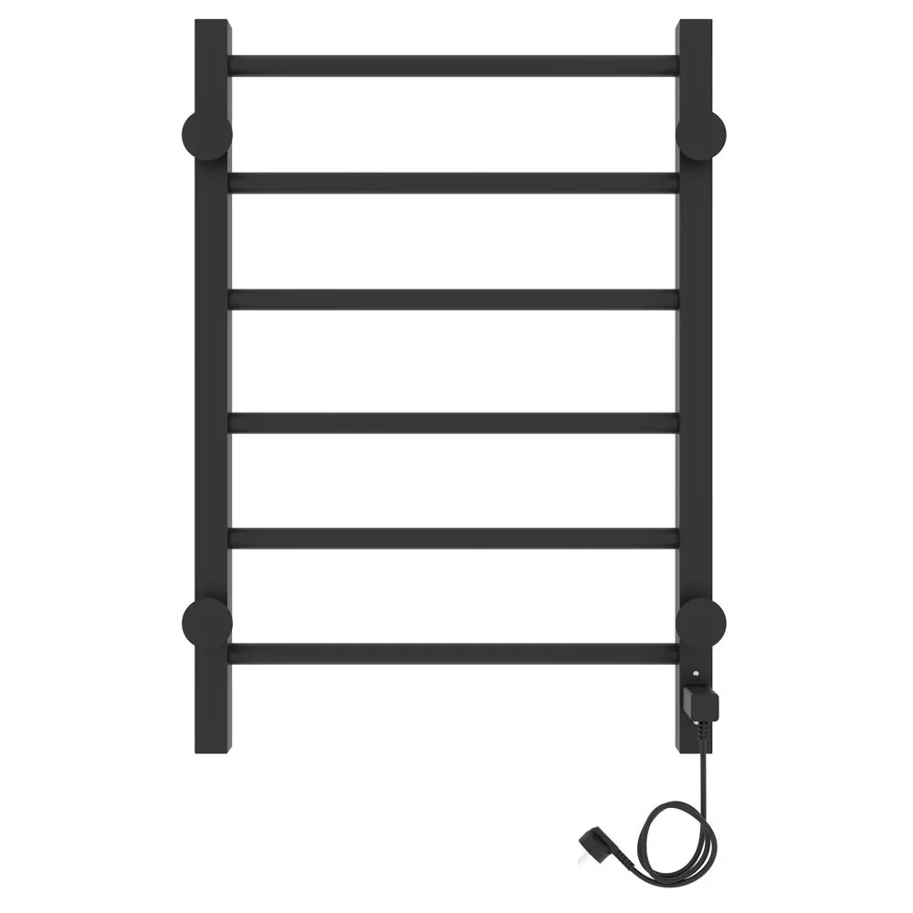 Полотенцесушитель электрический Laris Феличия ЧКЧ П6 400х600 с терморегулятором, левый, черный матовый