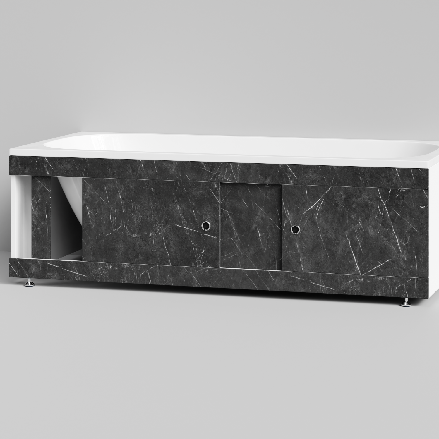 Экран под ванну Vod-ok Купе 180 раздвижной Мрамор Графит софт тач