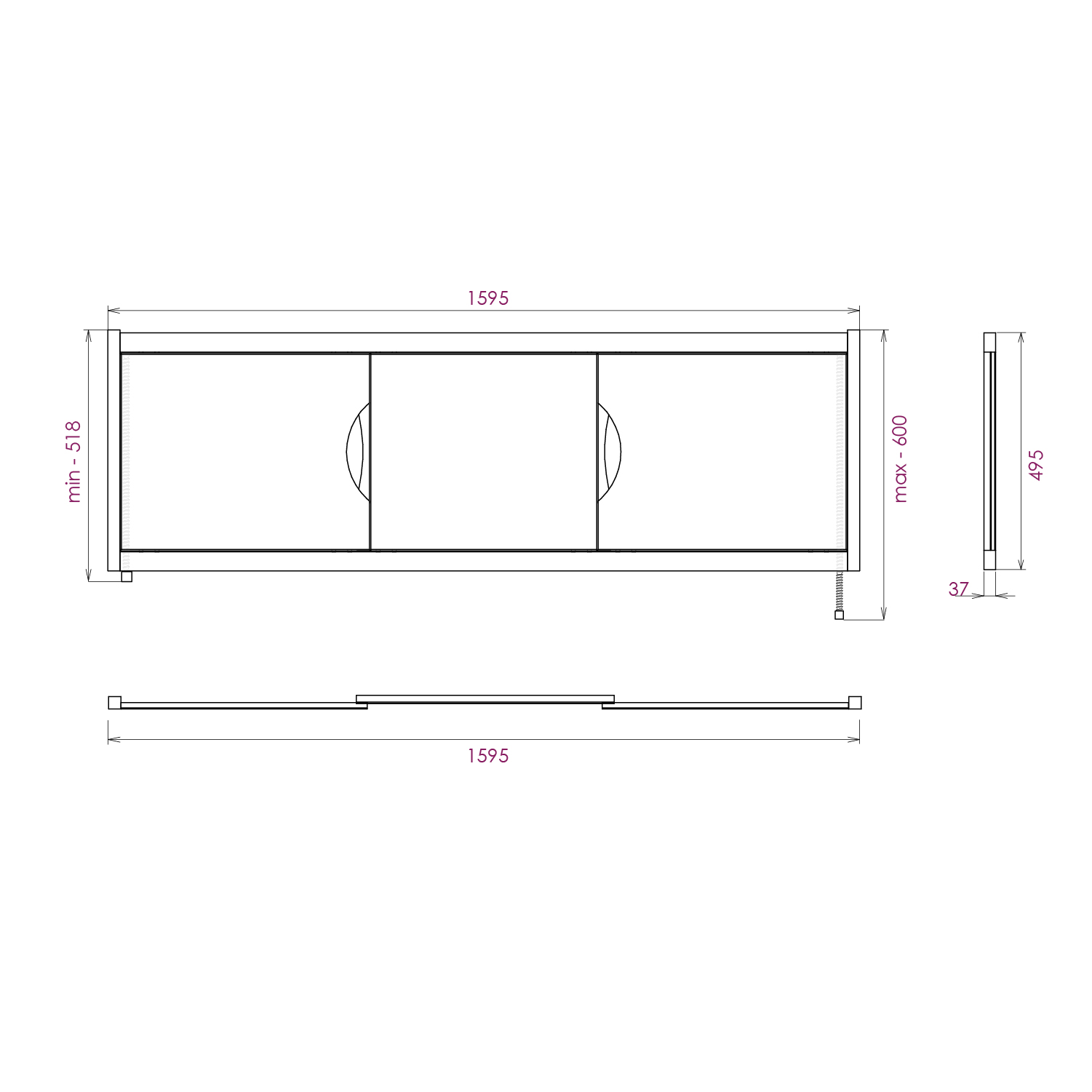 Экран под ванну Onika Лагуна 160 раздвижной белый