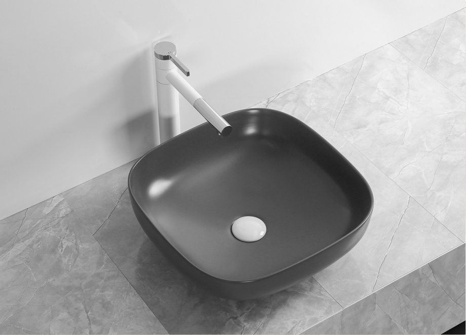 Раковина Ceruttispa CR2677 накладная, черный матовый, квадратная 420х420х140