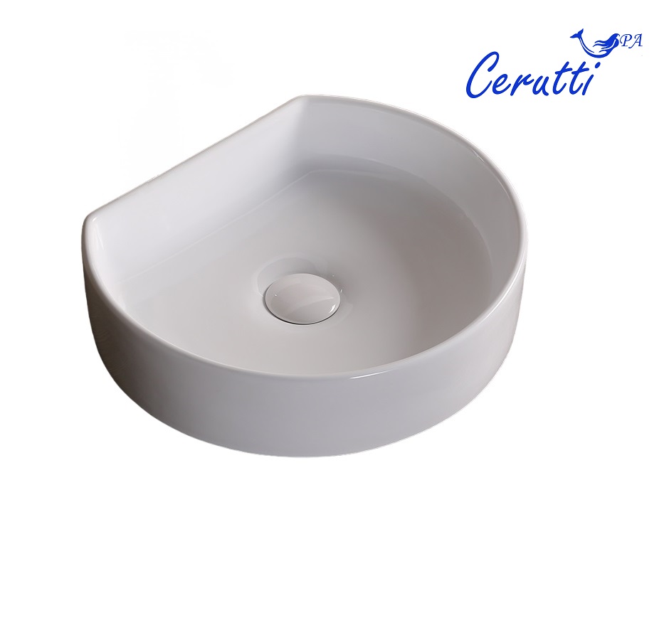 Раковина Ceruttispa CR7088 накладная, белая, усеченный круг 400х350х100