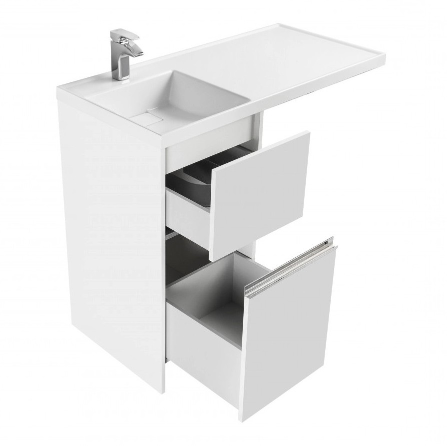 Тумба напольная Aquaton Лондри 40 с раковиной Лондри 105 под стиральную машину, L левая, белый