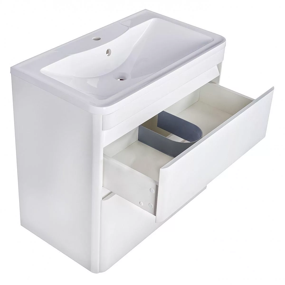 Тумба напольная Style Line Атлантика 80 Plus Люкс с раковиной Атлантика 80, антискрейч, белый матовый