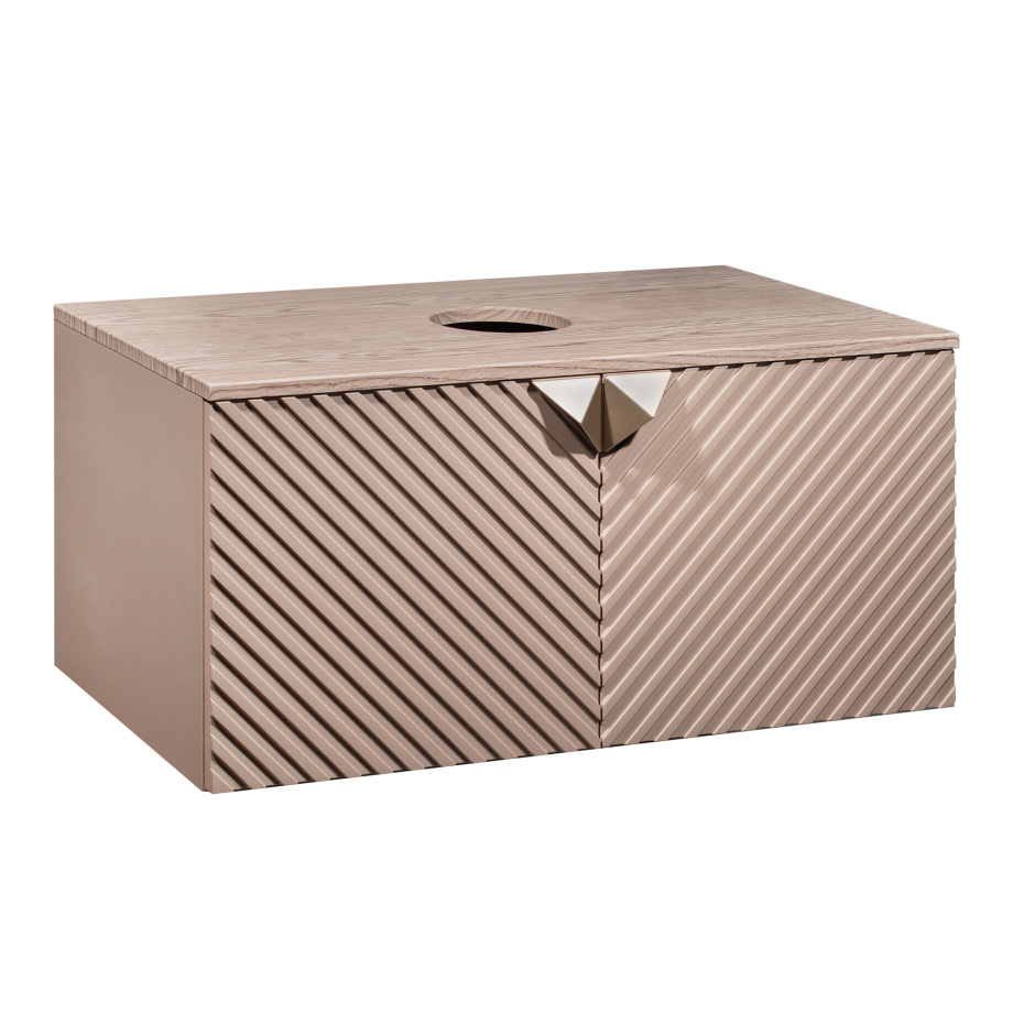 Тумба подвесная Runo Андорра 85 под накладную раковину, бежевый/кашемир серый/дуб какао