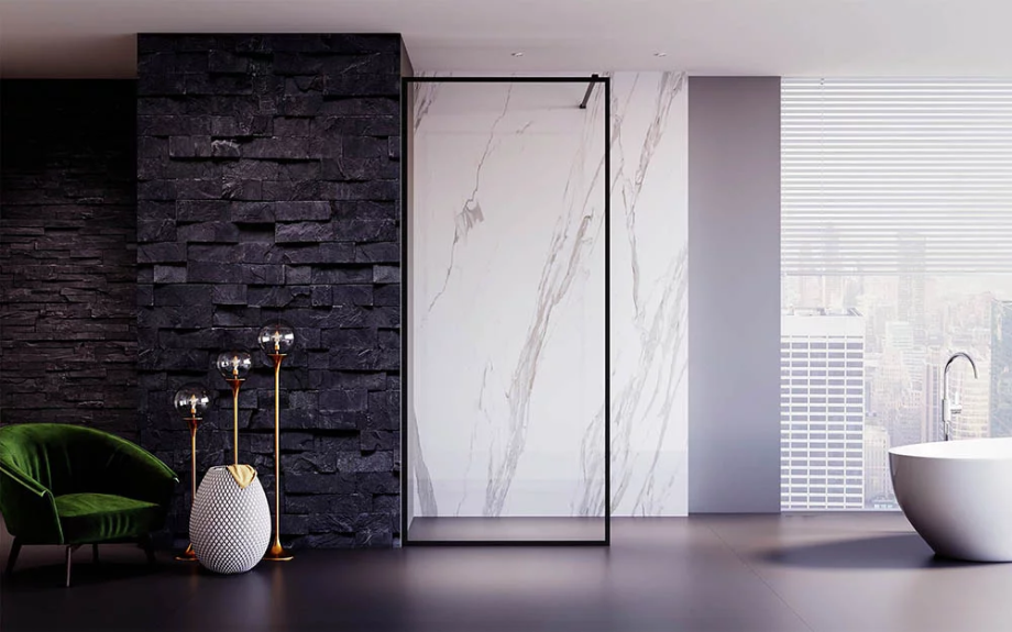 Душевая перегородка Veconi Korato KR-81B, 900x2000, черный матовый, стекло прозрачное