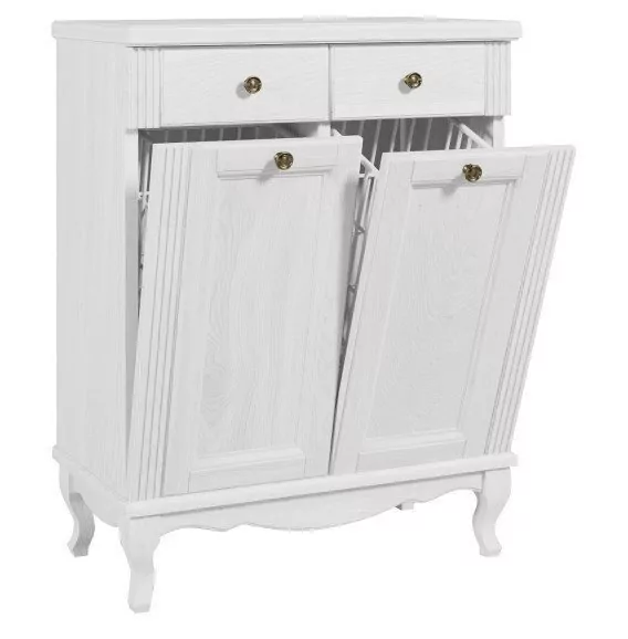 Тумба-комод ValenHouse Лиора 65 2 ящика, с корзиной, белый, ручки бронза