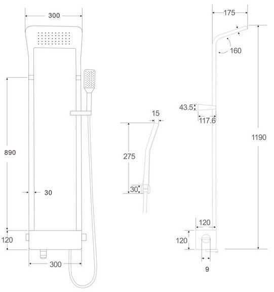 Душевая панель Ceruttispa MAIELLA B CT8985 из нержавеющей стали, цвет черный