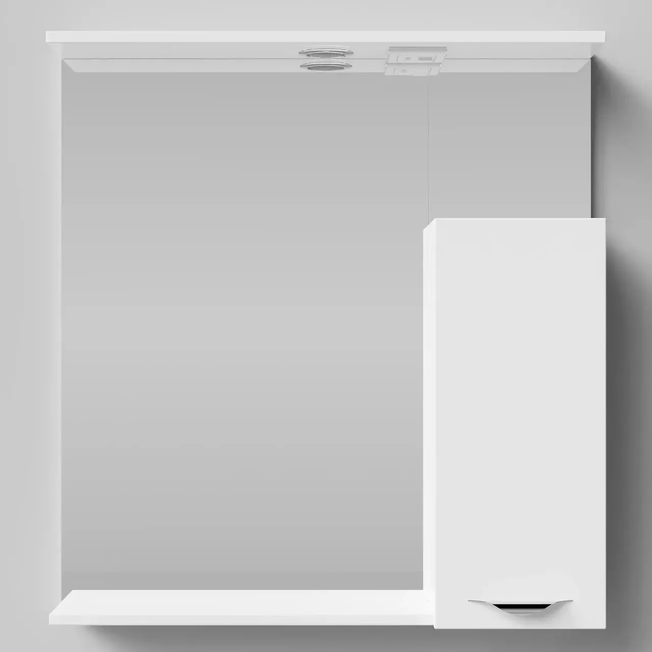 Зеркало со шкафчиком Vod-ok Марко 75 R, свет, белый + 13 цветов, ручка хром или черный