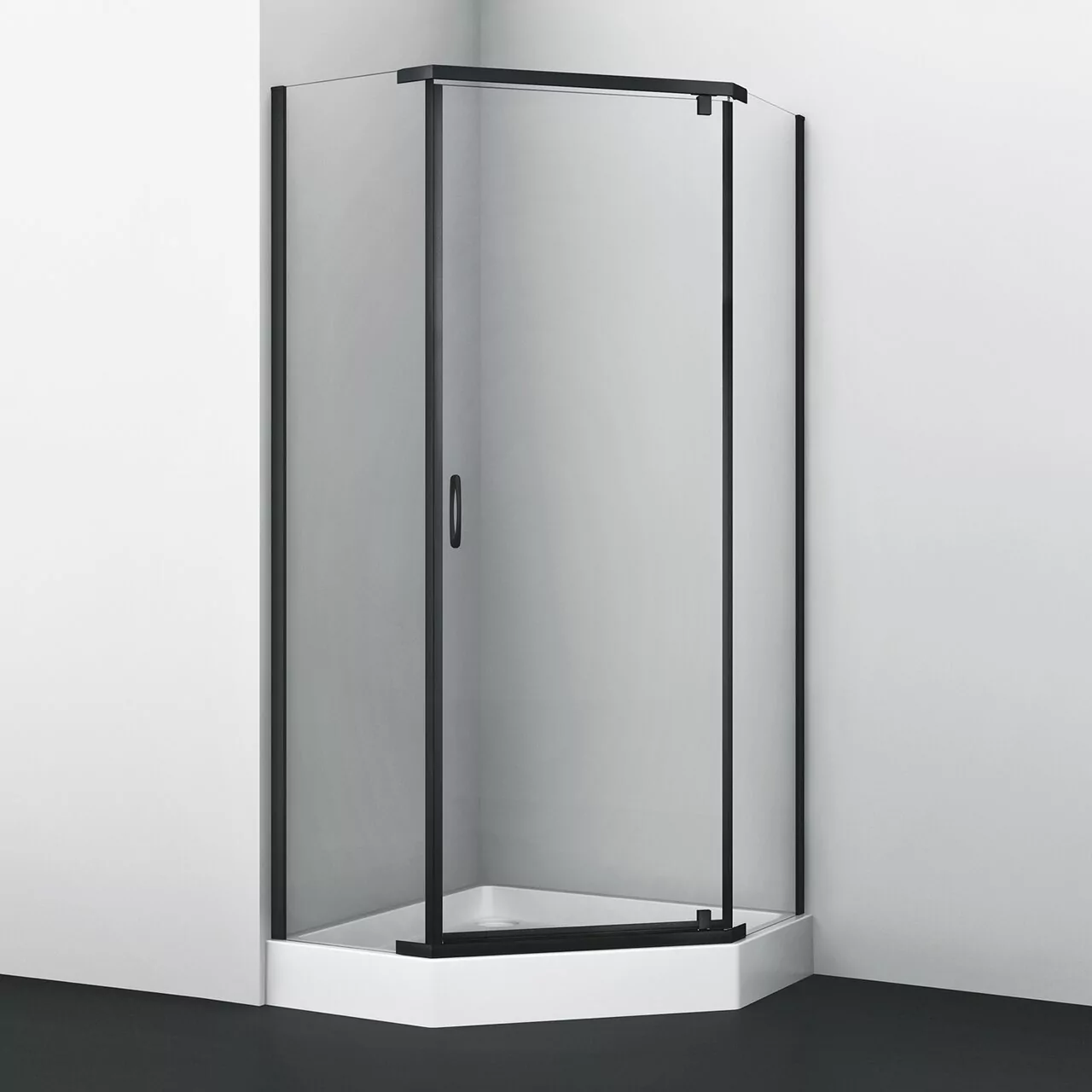 Душевой уголок WasserKraft Wiese 84P11 90х90 пятиугольный, без поддона, прозрачное стекло, черный