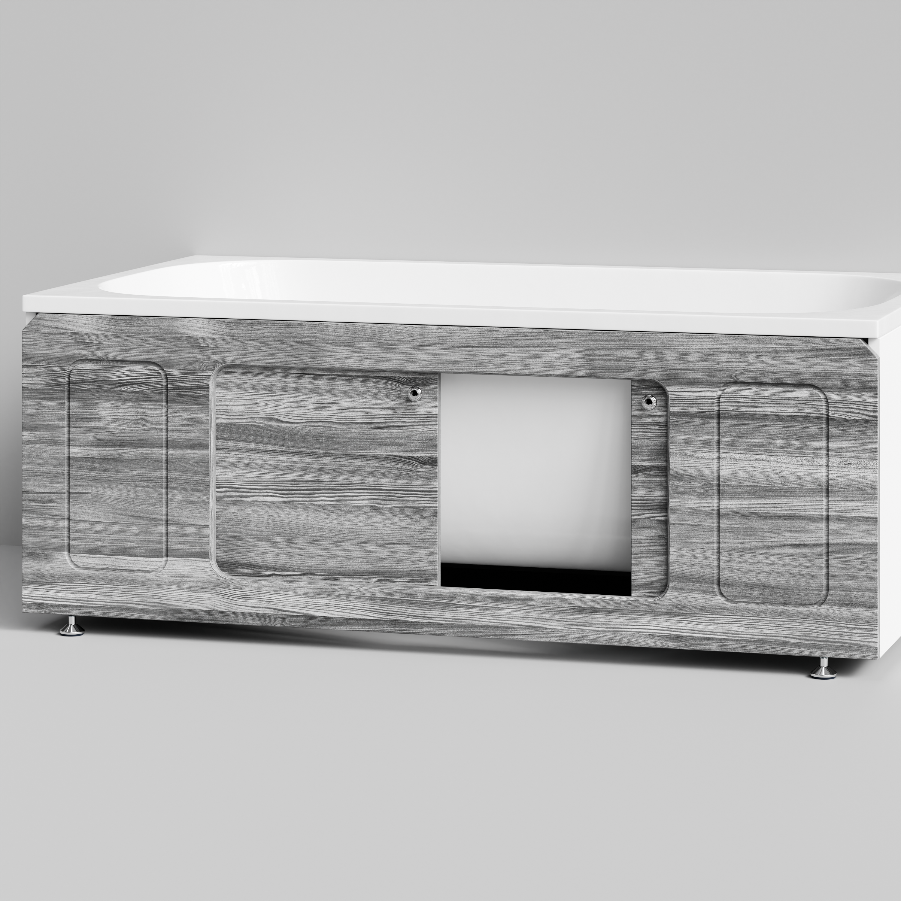 Экран под ванну Vod-ok Лидер 150 раздвижной Лиственница структурная контрастно-серая