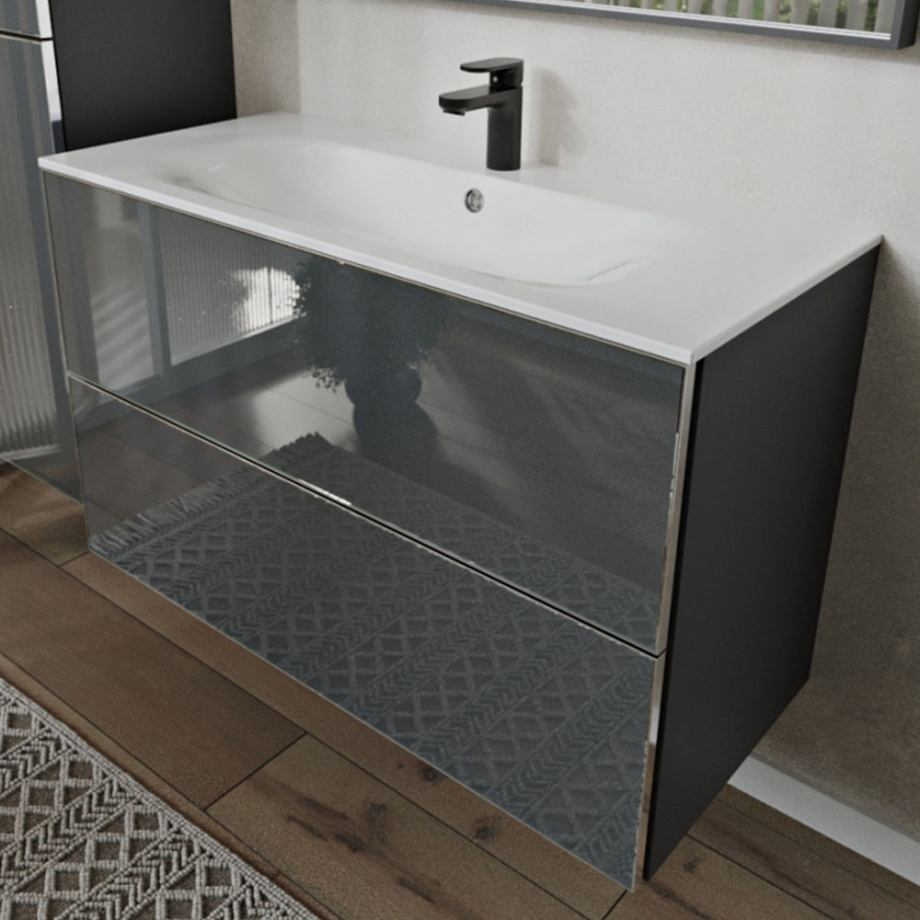 Тумба с раковиной подвесная (100 см) Terminus Vega VEG101002701601OSL, графит