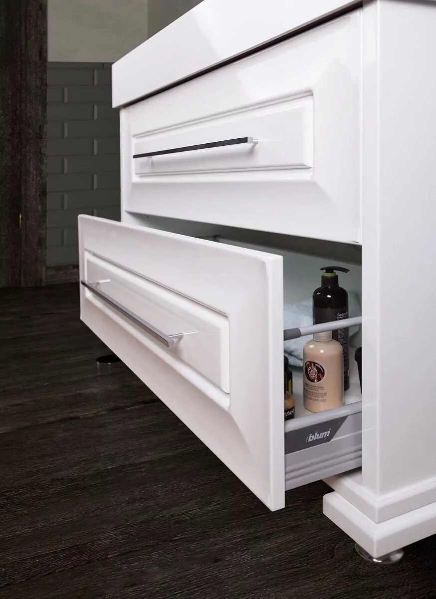 Тумба с раковиной Vod-ok Elite Риккардо 70 напольная, два ящика, белая