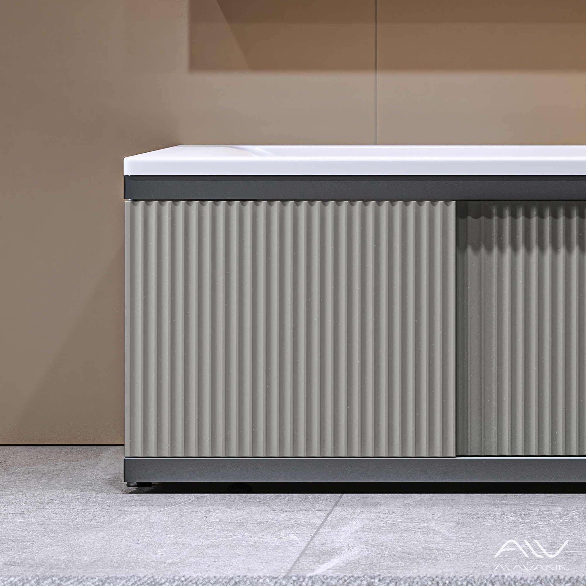 Экран под ванну Alavann Альт Блэк 170 серый с фрезеровкой, из МДФ, раздвижной