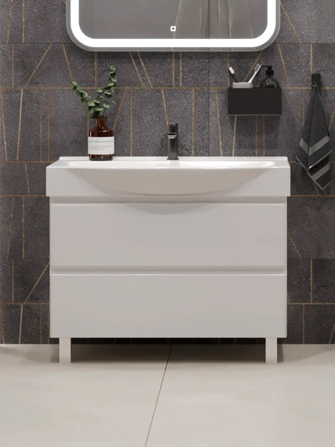 Тумба напольная SanStar Arista 85 с раковиной Элвис 85, белая