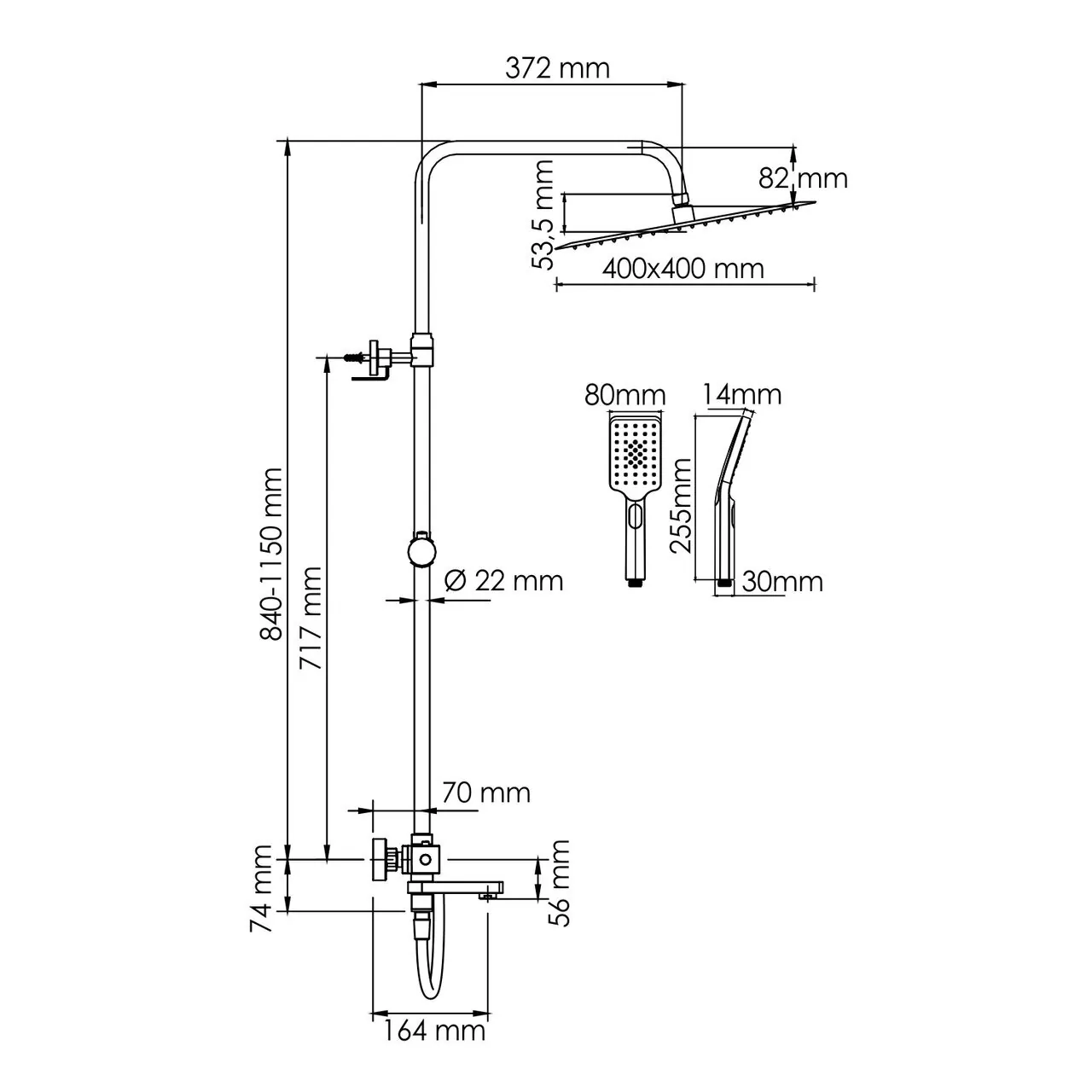 Душевая стойка WasserKraft A199.119.126.087.CH Thermo хром