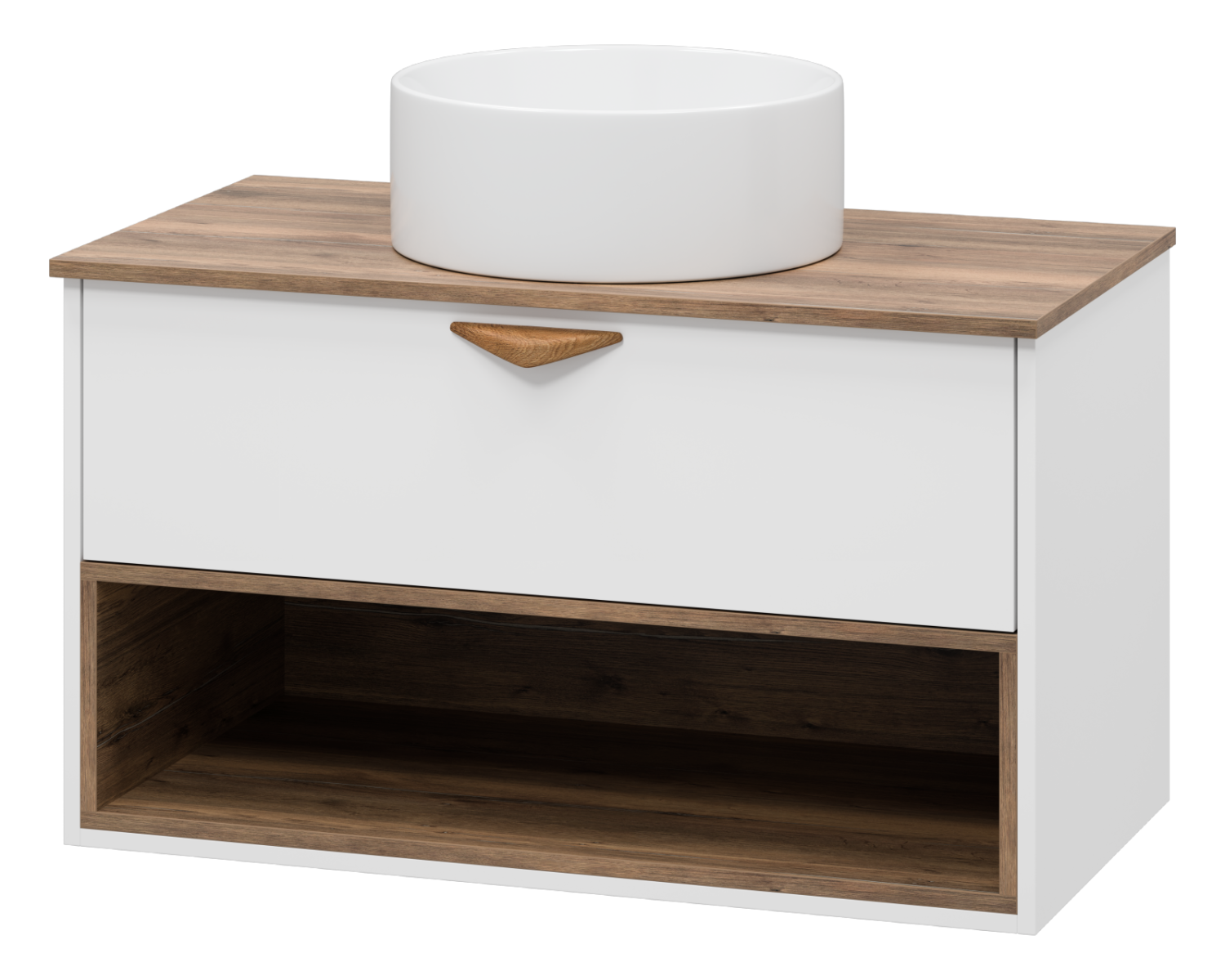 Тумба с раковиной Brevita Bergen 90 с подсветкой подвесная, белый