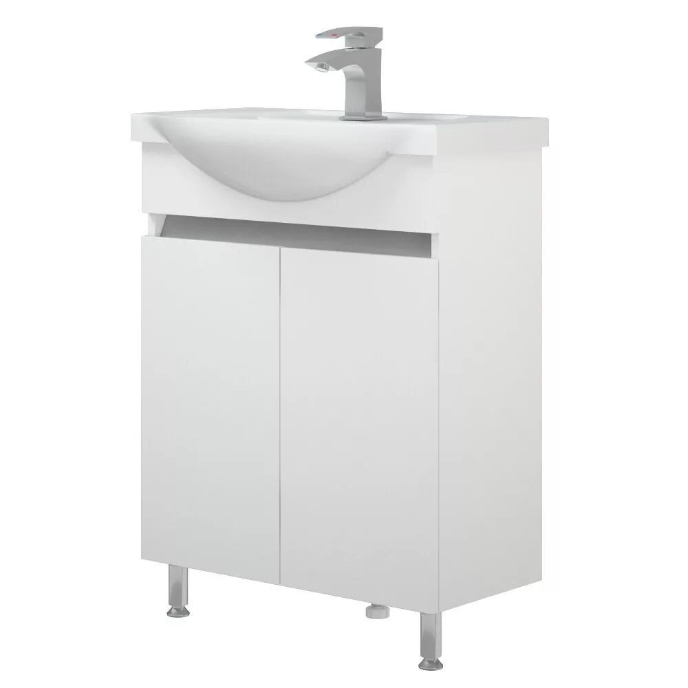 Тумба напольная Corozo Джуно 55 с раковиной Уют 55, белый