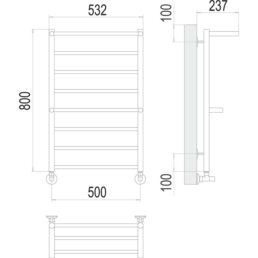 Полотенцесушитель водяной с полкой Terminus Анкона П8 50х80