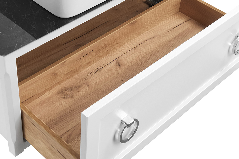 Тумба ASB Wood Line Рома 100 со столешницей и раковиной Олимп 57, белая