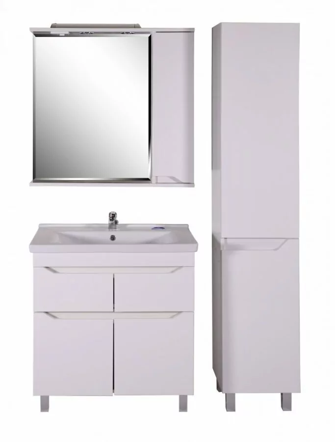 Зеркало со шкафчиком Асб-мебель Бари 80 R свет, белый