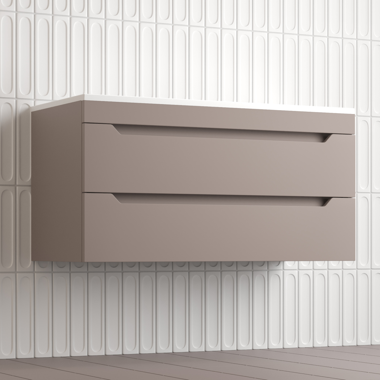 Тумба подвесная Style Line Остин 100 с раковиной Фортуна 100 серый шелк, тауп темный