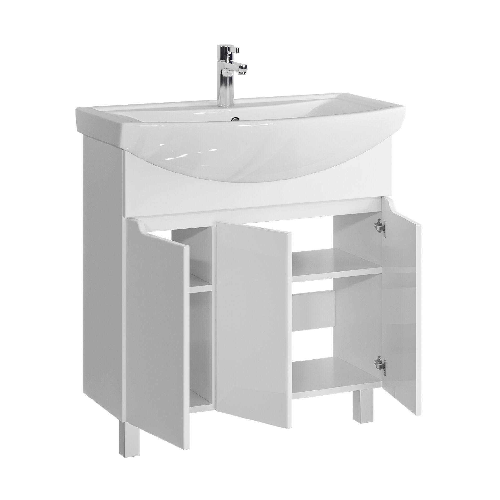 Тумба напольная SanStar Лайн 80 с раковиной Балтика 80 (комплект), белая