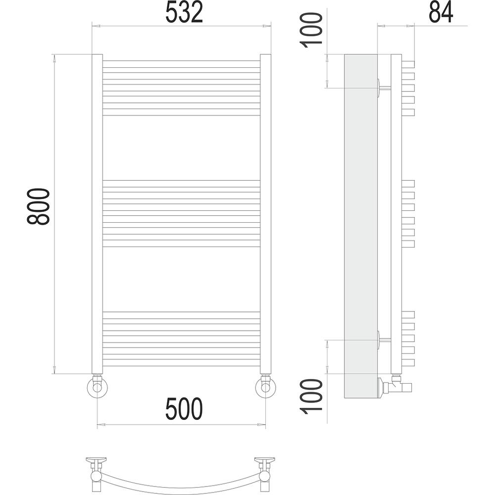 Полотенцесушитель водяной Terminus Классик П16 50х80
