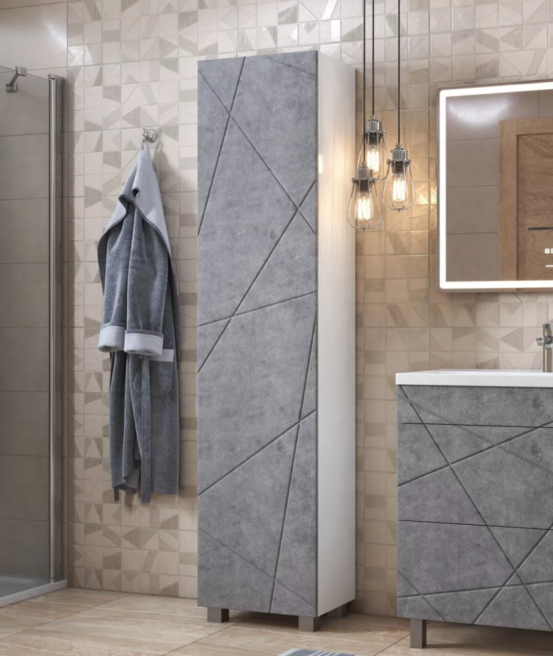 Пенал напольный Vigo Geometry 45 L/R, белый/бетон