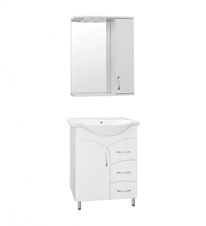 Зеркало со шкафчиком Style Line Эко Стандарт Панда 65/С R свет, белый