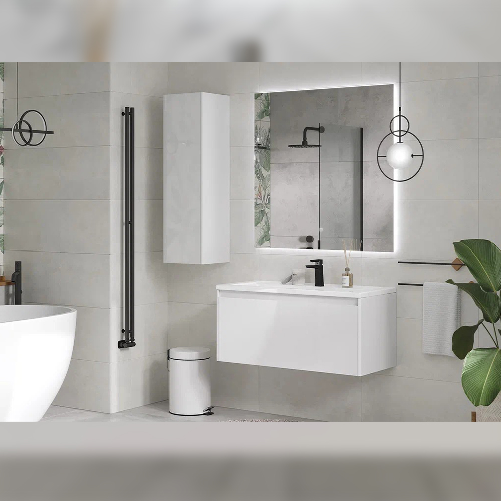 Тумба с раковиной подвесная Velvex Klaufs tp.KLA.MAR.100.1Y белый, 100 см