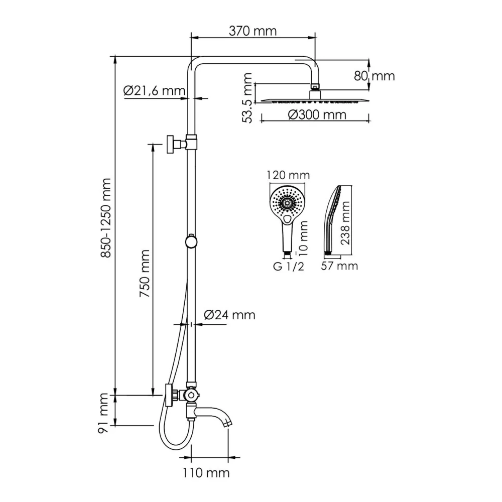 Душевая стойка WasserKraft A188.116.101.087.CH Thermo хром от магазина Vanna-Vanna.ru!