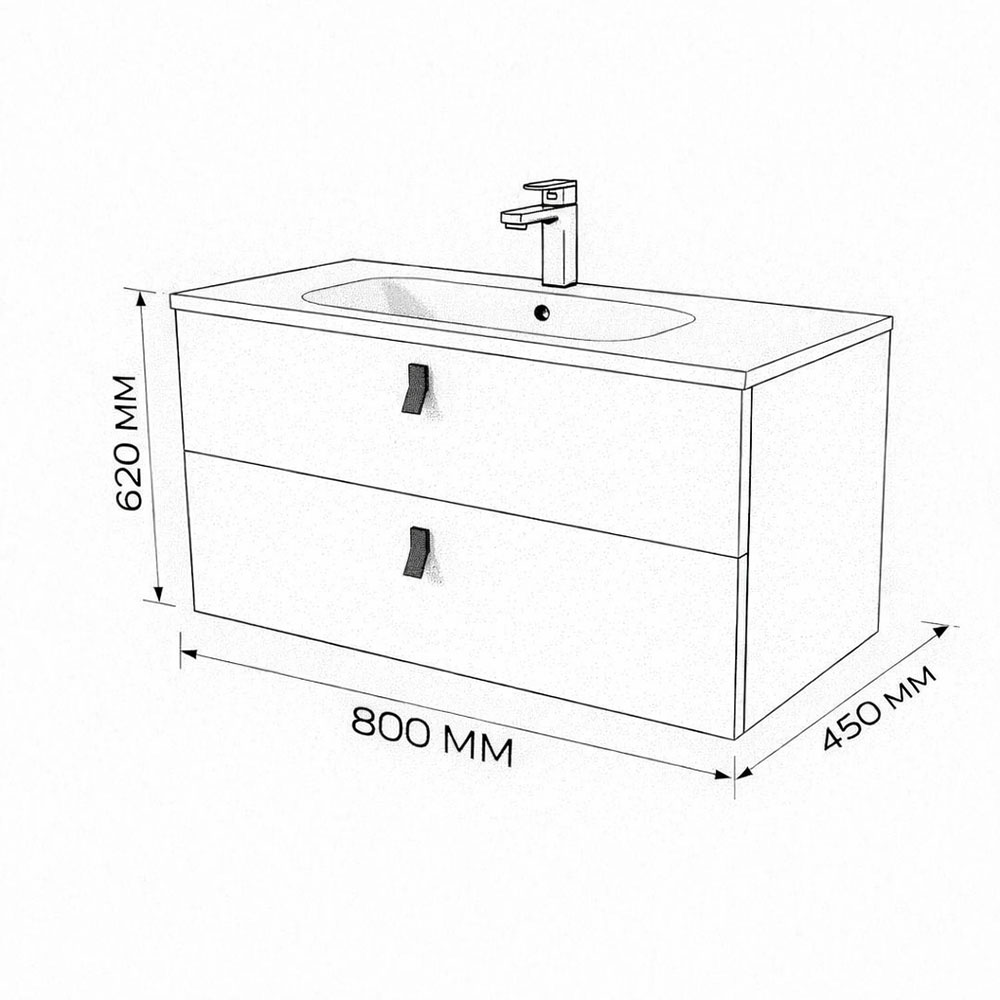 Тумба с раковиной подвесная (80 см) Terminus Kontur KON10802200001O, венге/графит