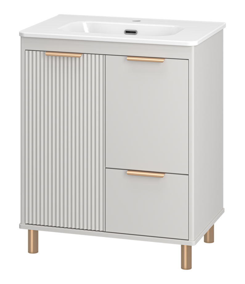 Тумба с раковиной Brevita Risacca Crema 70 напольная, серый